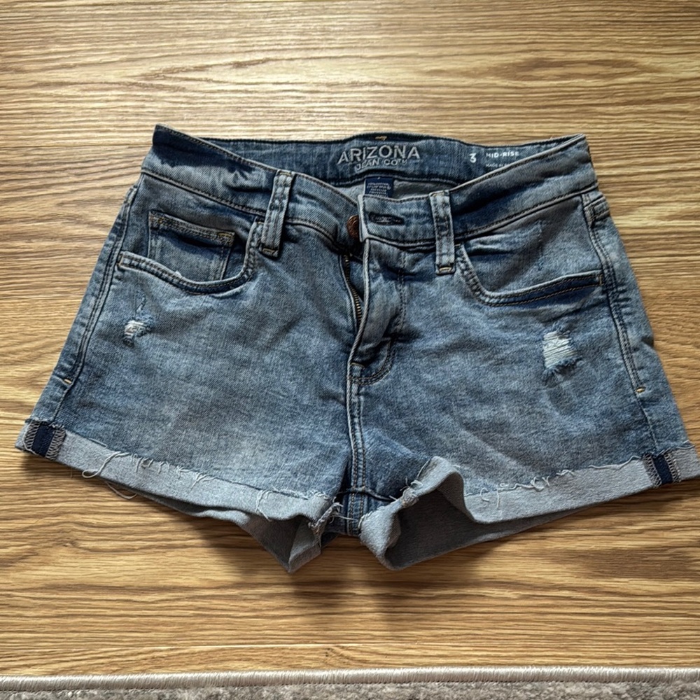 Arizona Jean Company Blue Jean Shorts with Faded Distressing